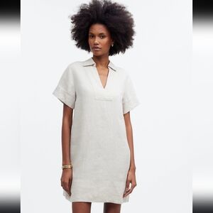 Madewell Palma Mini V-Neck Summer Dress in 100% Linen NWT - Sizes L & XS